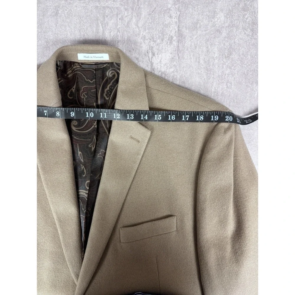 Lauren Ralph Lauren Blazer/Jacket Mens 46L Beige Solid Soft Cashmere Two Buttons